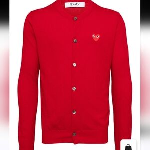 Comme des garcons heart cardigan Red